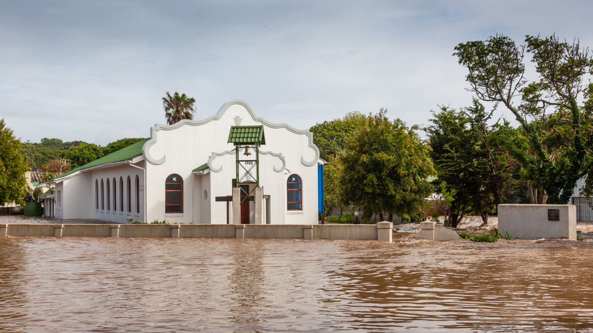 The Dutch Reformed Church during a flood in the town of Bushmans River in the Eastern Cape of South Africa.